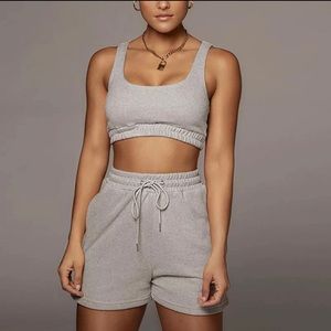 NWOT 2PC SHORTS AND CROPPED TOP SET
